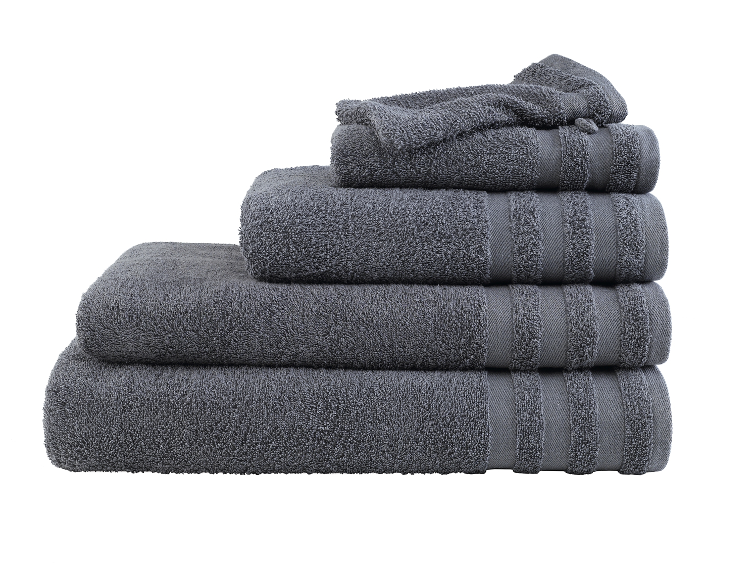 5er Pg. Handtuch 50x100cm, Frottier, grau, 100% Baumwolle