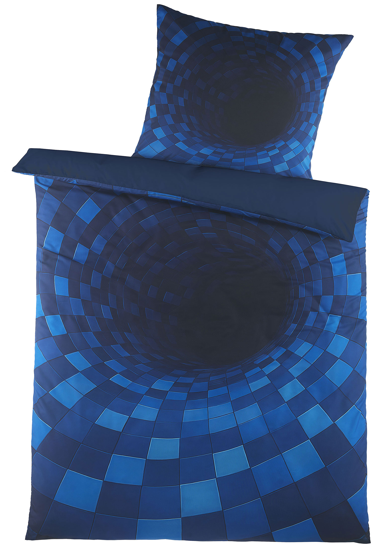 4-tlg. Motiv Wende Bettwäsche, 2x(135x200 +80x80cm), Fotodruck, blau, Tunnel