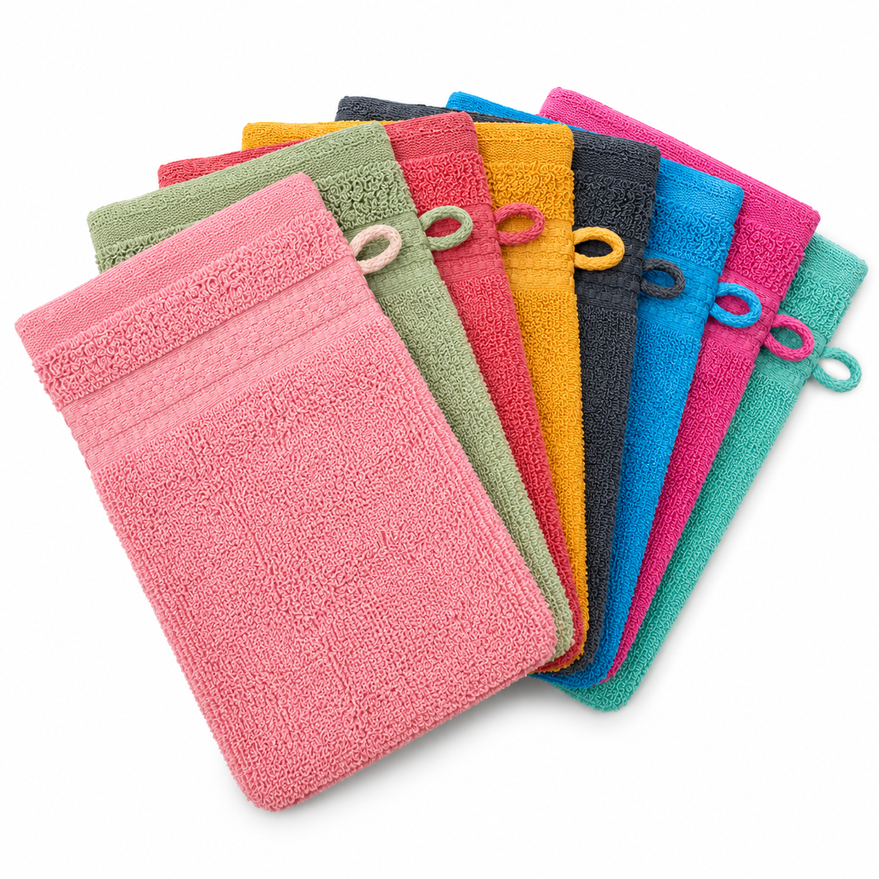 Waschhandschuh Frottee, 10 Stück (5x2versch.Farben), ca. 16x21cm uni Frottier Baumwolle