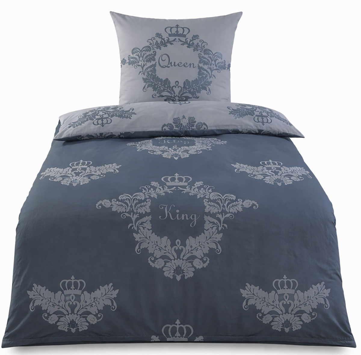 Wende Bettwäsche 135x200 +80x80cm, King + Queen, 100% Baumwolle
