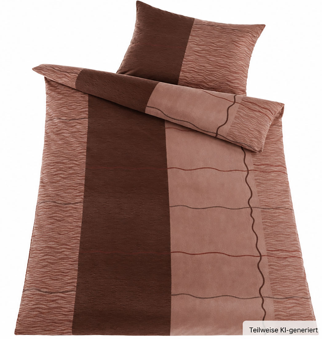 Fleece Winter Bettwäsche, 135x200 +80x80cm, brauntöne, Streifen/Karo