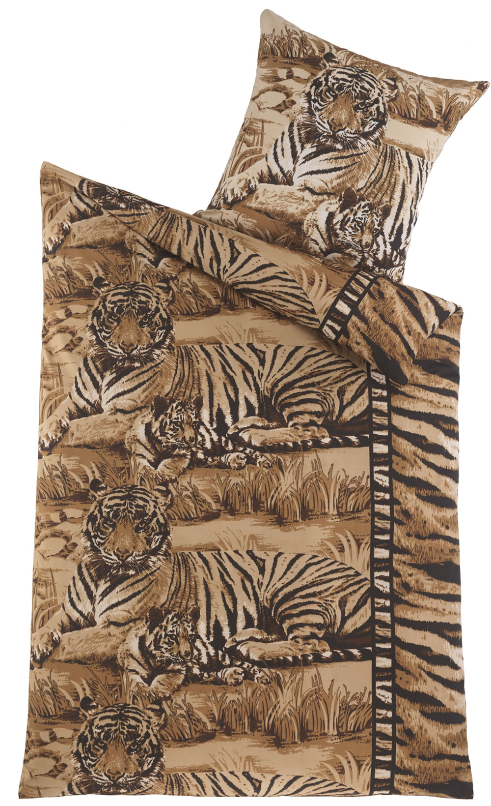 4-tlg. Motiv Bettwäsche, 2x(135x200 +80x80cm), Fotodruck, Tiger