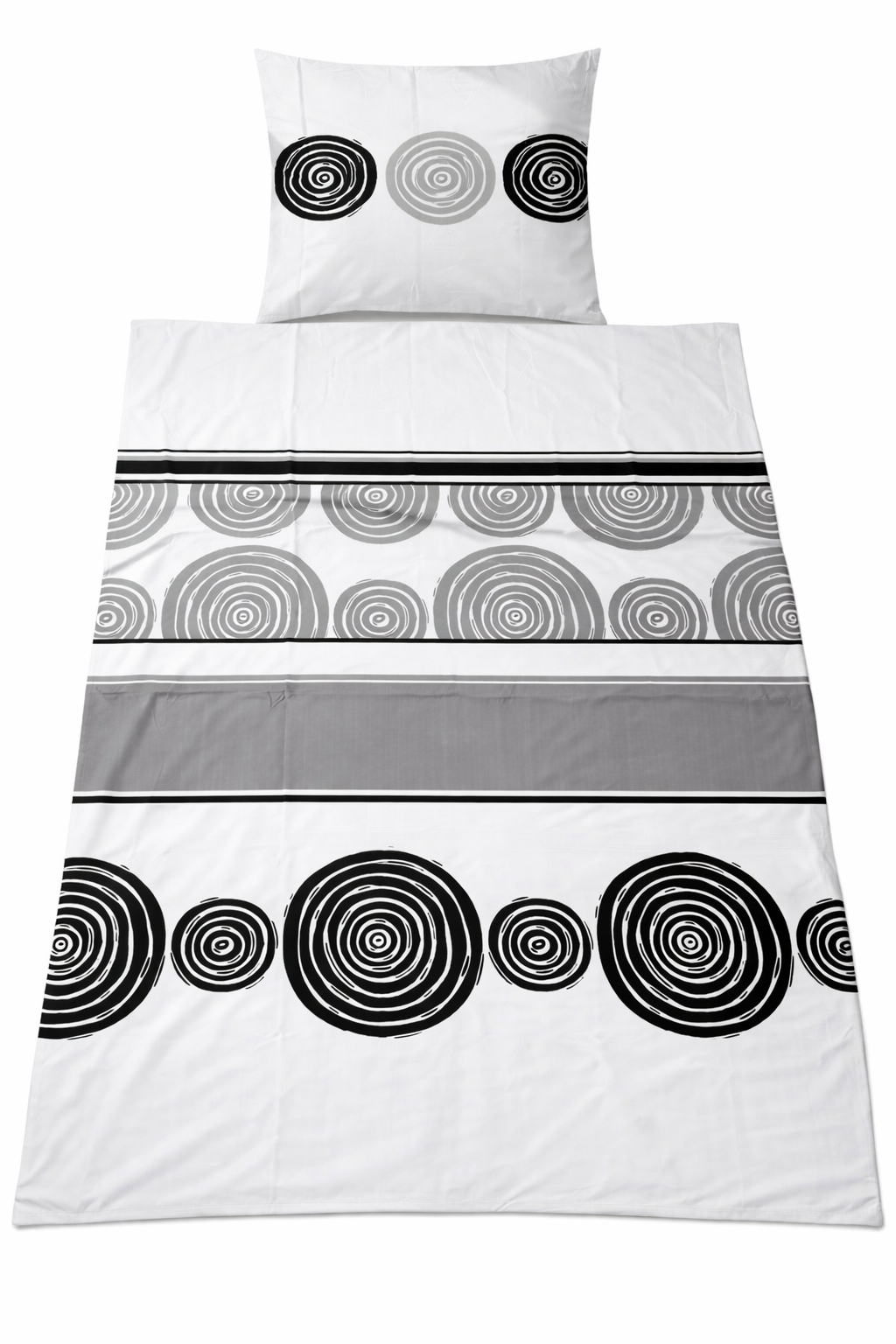 2-tlg. Biber Winter Bettwäsche, 155x220 +80x80 cm, schwarz, weiss, 100% Baumwolle, Übergröße