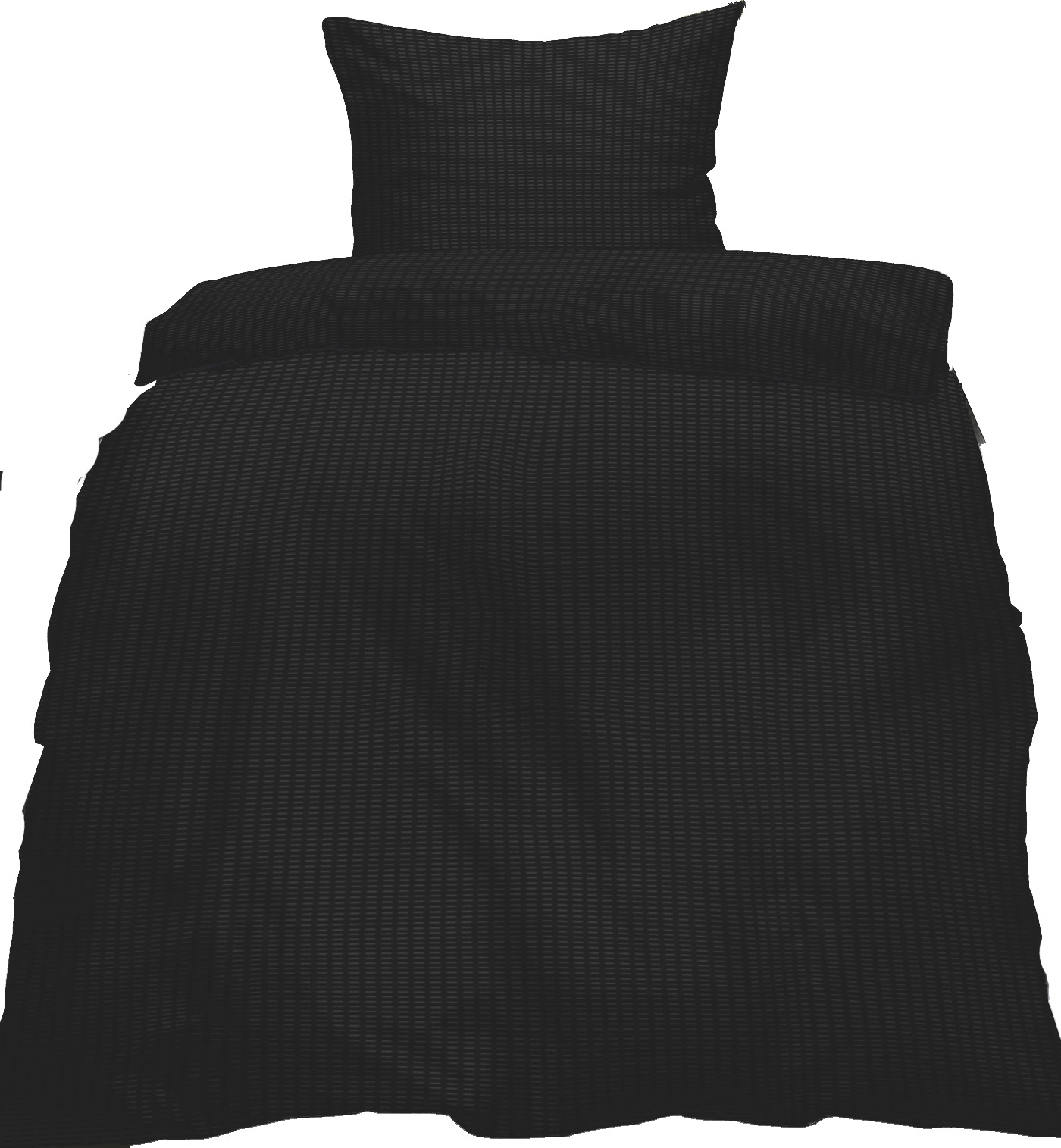 2-tlg. Seersucker Bettwäsche, 135x200 +80x80cm, bügelfrei, uni/einfarbig schwarz