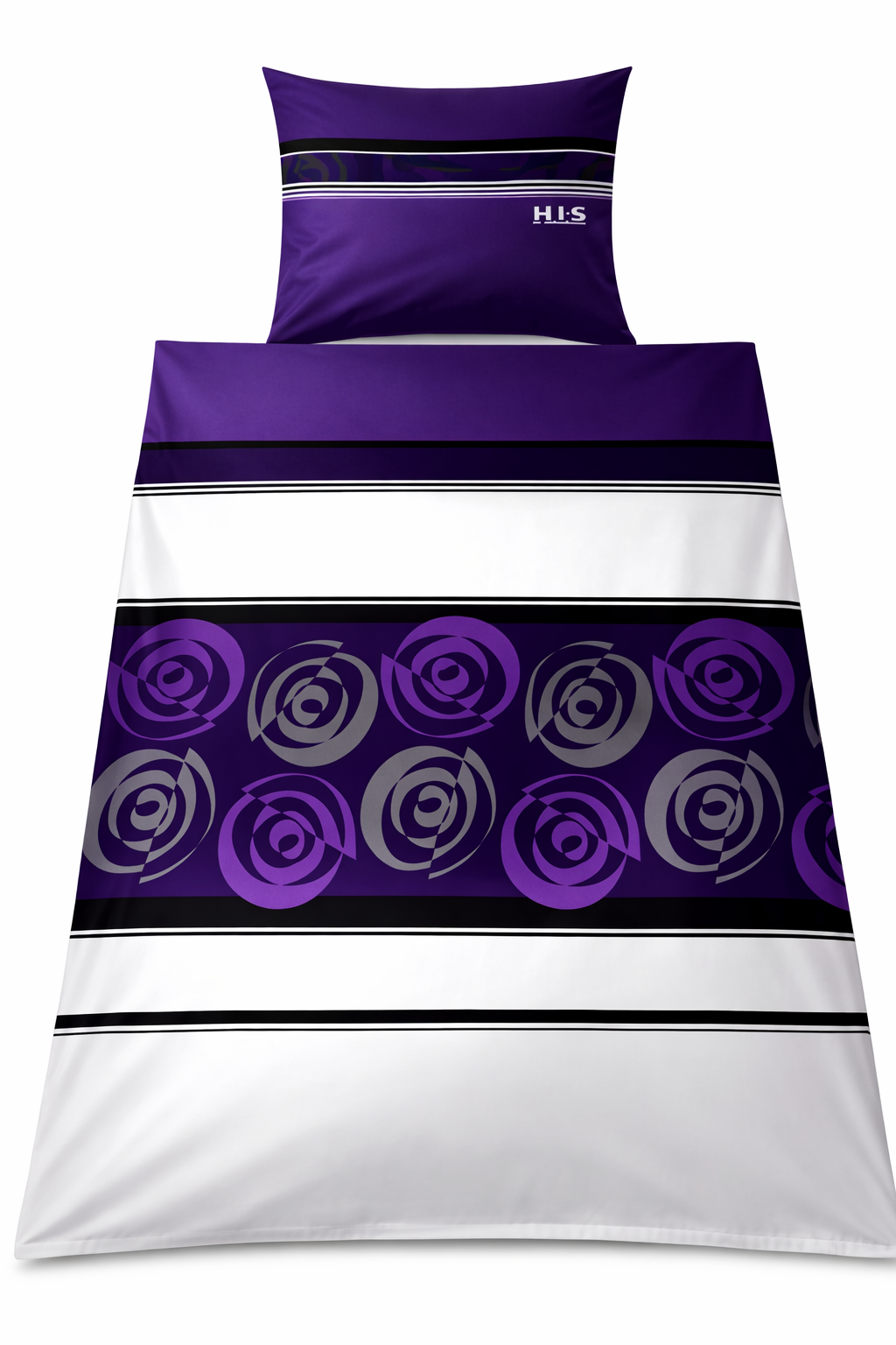 2-tlg. Biber Winter Bettwäsche, 155x220 +80x80 cm, schwarz, lila, 100% Baumwolle, Übergröße